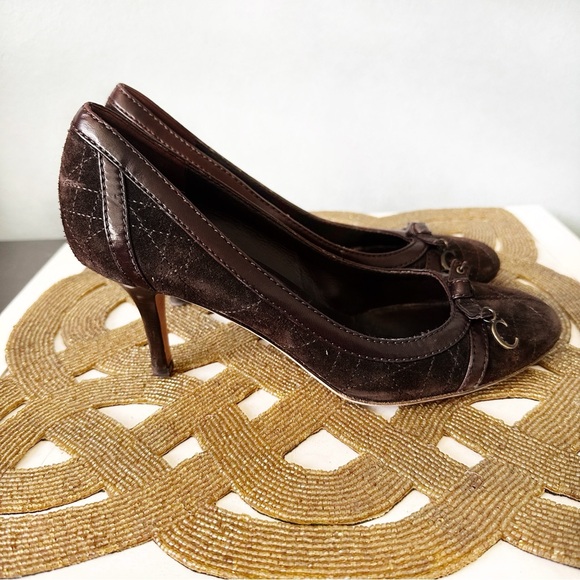 Christian Dior Chocolate Dark Brown Suede Round Toe Heels - Picture 5 of 11